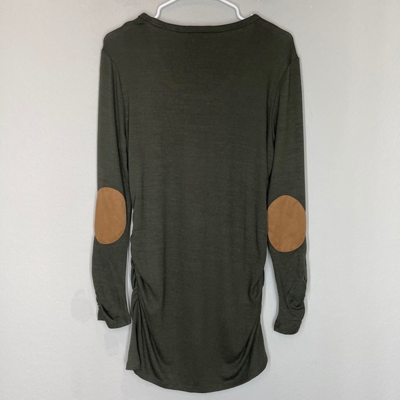 Market & Spruce Maternity Knit Top Large Alma Long Sleeve Elbow Patch Green - Picture 1 of 14